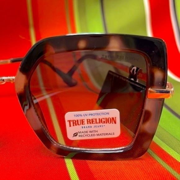 Brand New True Religion Tortoise Mod Square Cat Eye Sunglasses 100% UV Protect - Picture 6 of 14